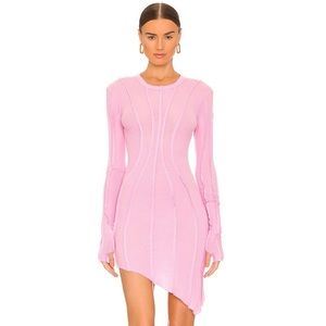 SAMI MIRO VINTAGE “ASYMMETRIC LONG SLEEVE
MINI DRESS” in Pink, size Small